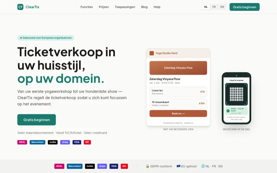 Homepage of ClearTix, a ticketing platform for events