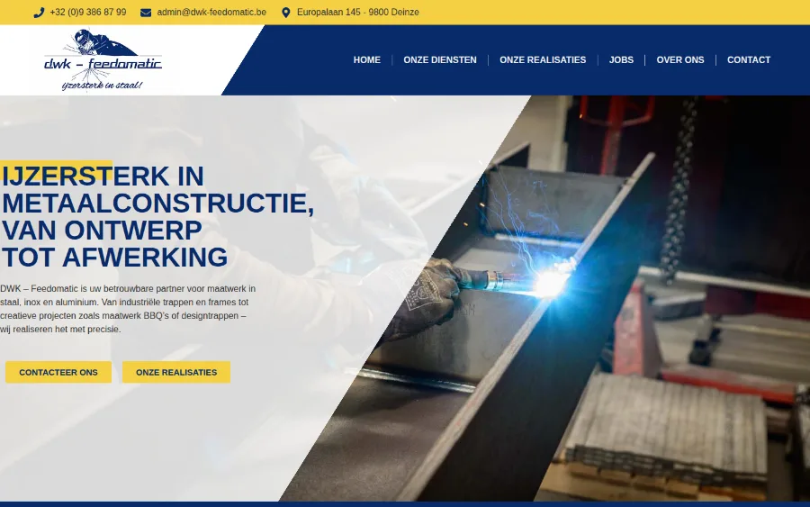 Homepage of DWK – Feedomatic, a metal construction company in Deinze